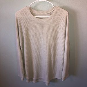 American Eagle Cream Waffle Textured Long Sleeve
